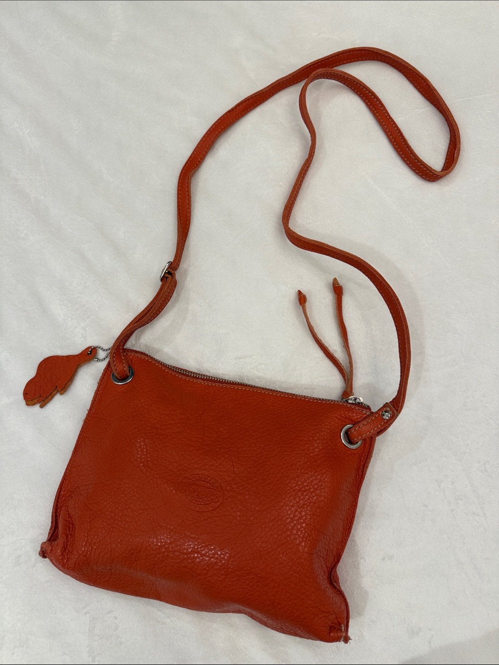 Roots Canada Pebbled Leather Crossbody Bag Orange